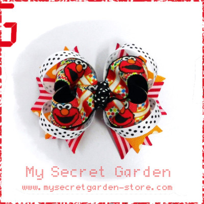Sesame Street  Elmo Grosgrain Ribbon Girls 4" Boutique Bow Hair Bows ( Hair Clip or Hair Band) Sesame Street  Elmo Grosgrain Ribbon Girls 4" Boutique Bow Hair Bows ( Hair Clip or Hair Band)